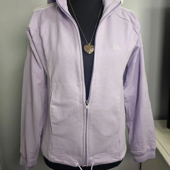 Adidas Lavander Full-Zip Climalite Hooded Track Jacket - Size Small - Picture 2 of 4